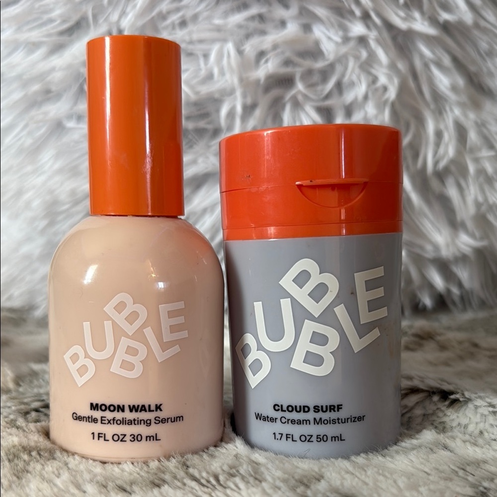 Moon Walk Exfoliating Serum and Cloud Surf Moisturizer Set - Orange and Gray